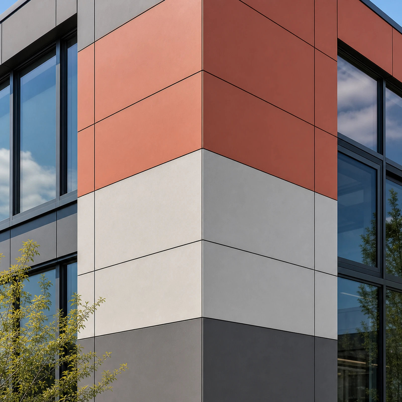 Composite panel edge and surface detail with fiber cement structure