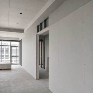 Compressed fiber cement board for interior partition applications