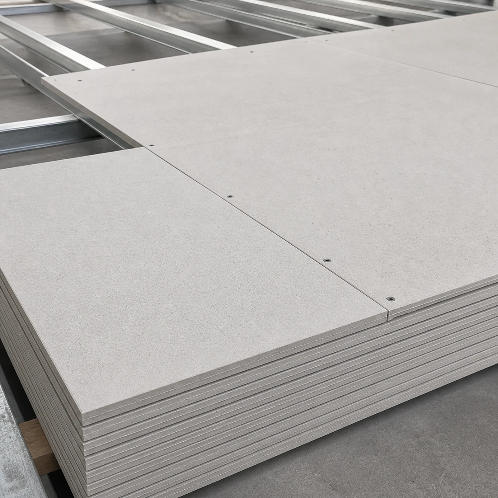 Fiber cement board used as a flooring or ceiling substrate detail