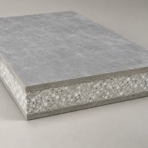 Fiber cement composite panel section with cement board facings and lightweight core