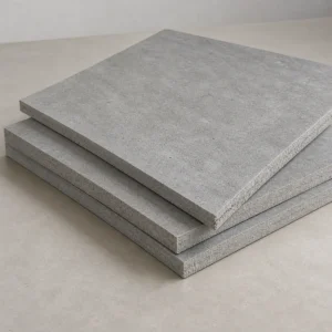 Flat partition board samples arranged on a supported display table with visible matte surfaces.